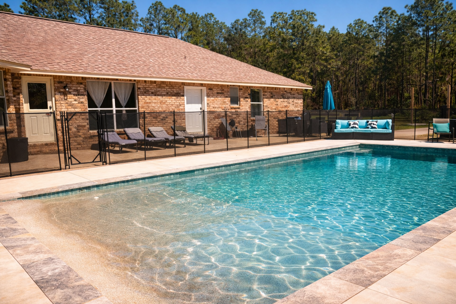 Resort-style beach entry pool