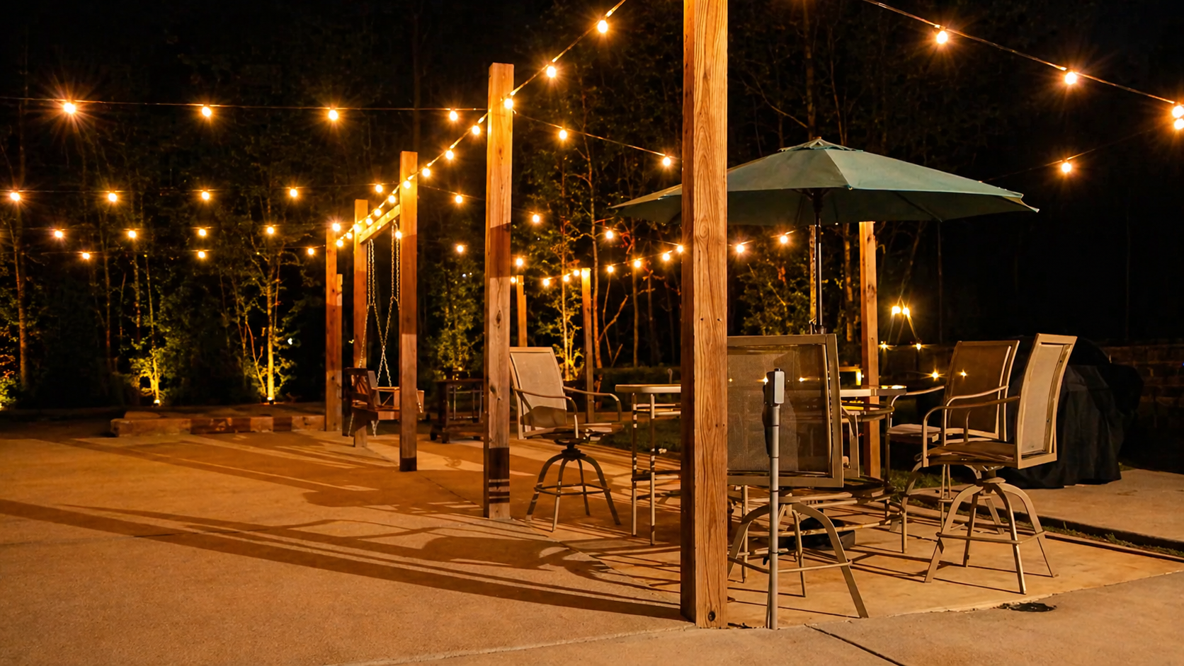 Backyard Patio at Night